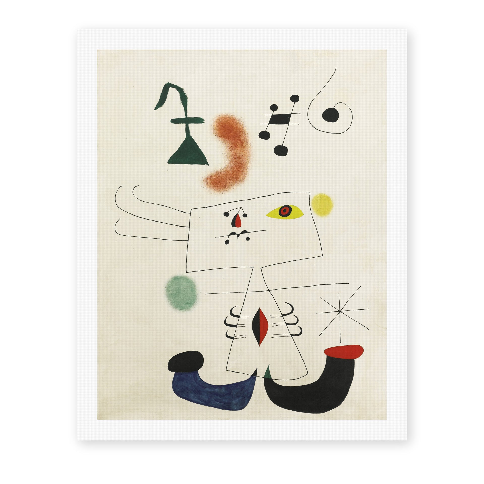 Joan Miró's 'Emme Revant De L'evasion' painting reproduced as a rolled canvas print