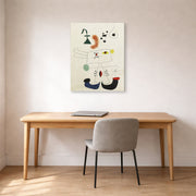 Gallery-wrapped canvas print of Joan Miró's 'Emme Revant De L'evasion' displayed on a wall in a office