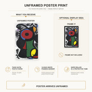 Joan Miró - Fascinating Character poster print size comparison and framing display infographic