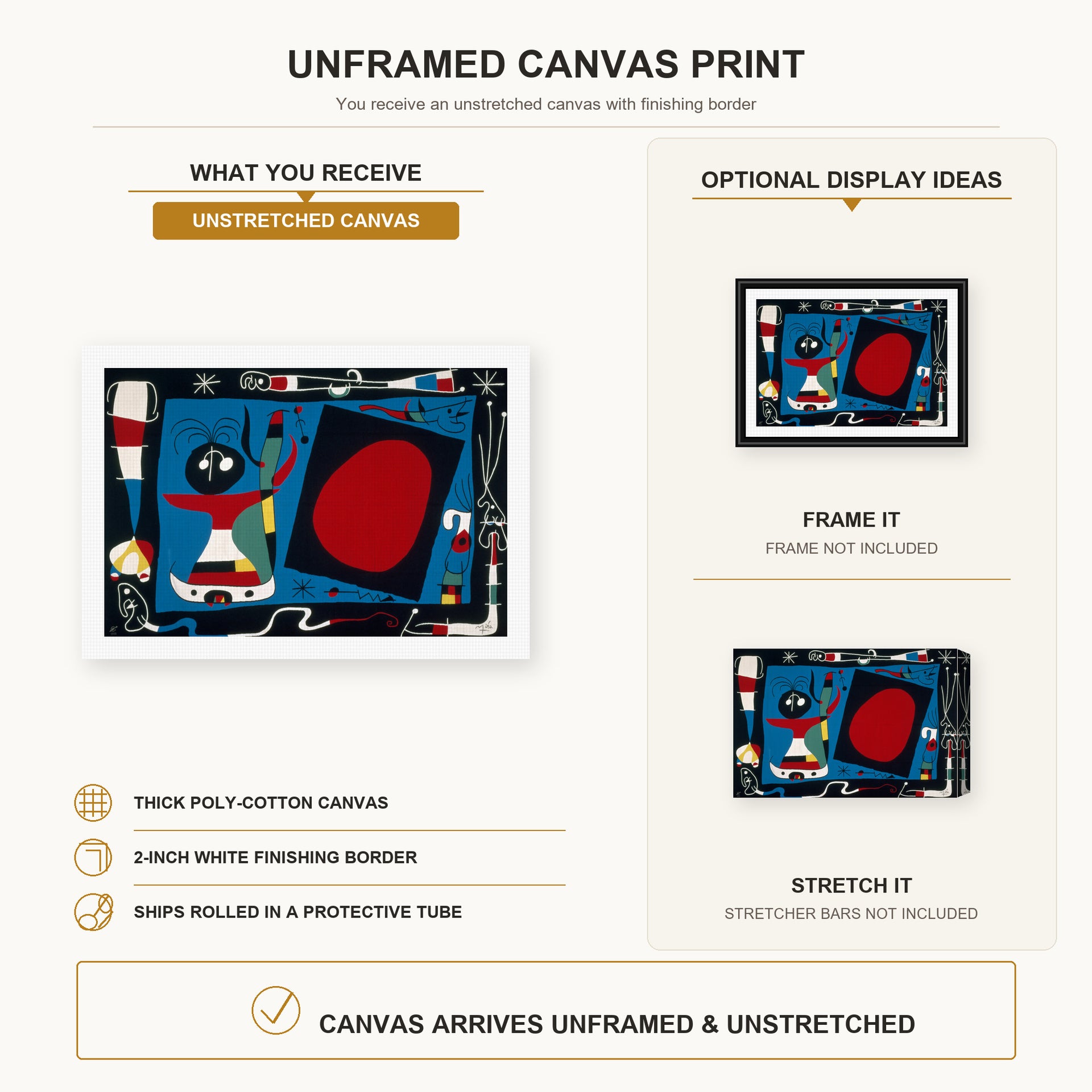 Joan Miro - Femme Au Miroir - canvas print combined product and display infographic frame and bars not included