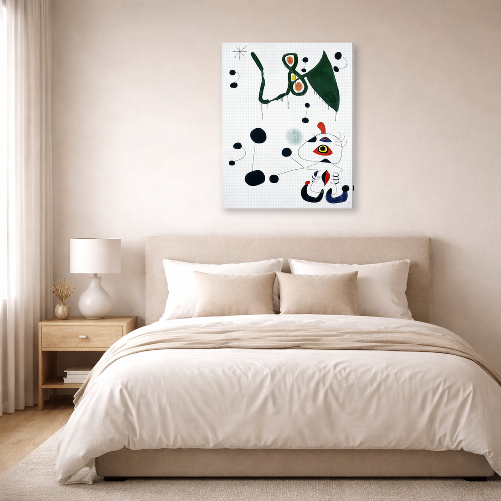 Joan Miro - Femme Et Oiseau Dans La Nuit - gallery wrap lifestyle bedroom