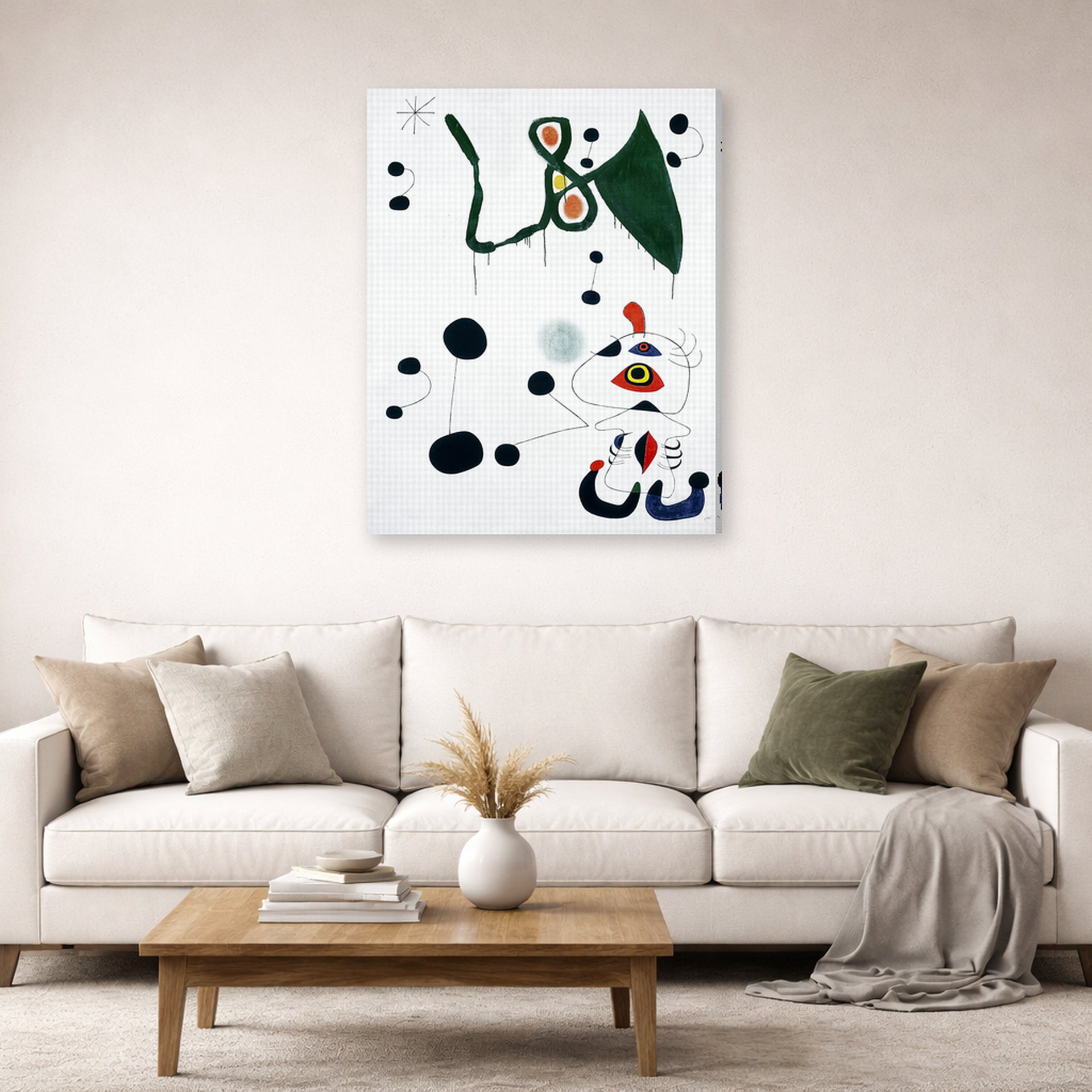 Joan Miro - Femme Et Oiseau Dans La Nuit - gallery wrap lifestyle living room 2