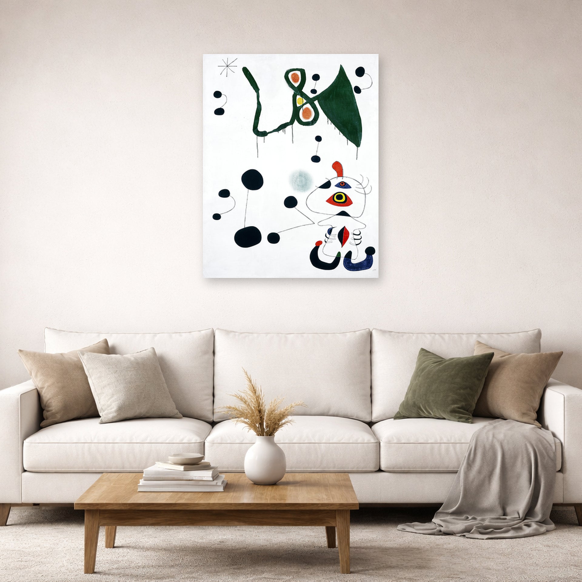 Joan Miro - Femme Et Oiseau Dans La Nuit - poster print lifestyle living room 2 unframed