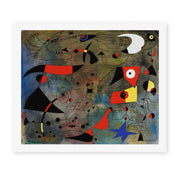 Joan Miró's 'Femme Et Oiseaux (woman and Birds)' painting reproduced as a rolled canvas print