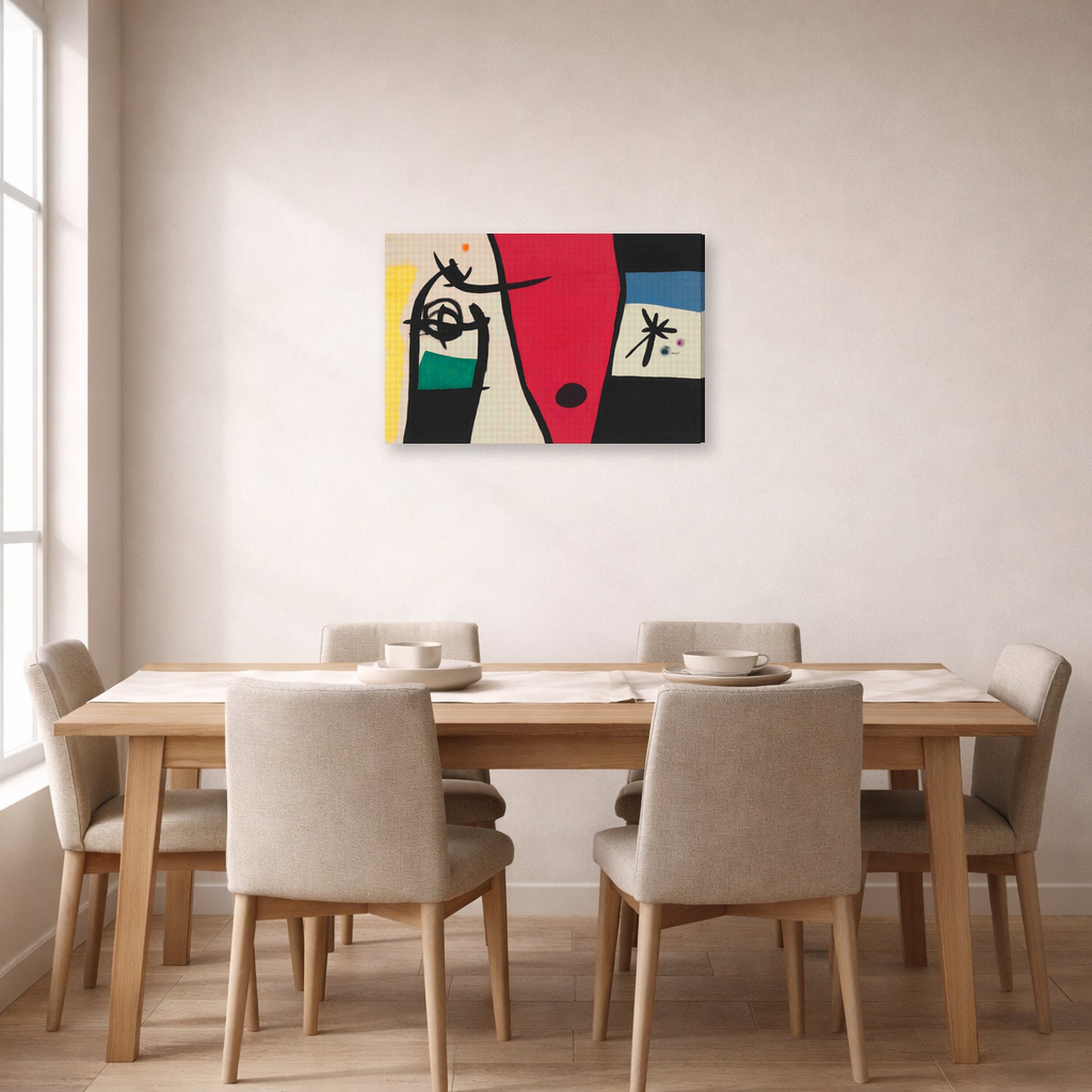 Joan Miro - Femme a La Voix De Rossignol Dans La Nuit (woman with the Voice of a Nightingale in the Night) - Joan Miro Femme a La Voix De Rossignol Dans La Nuit woman With the Voice of a Nightingale in the Night gallery wrap lifestyle dining