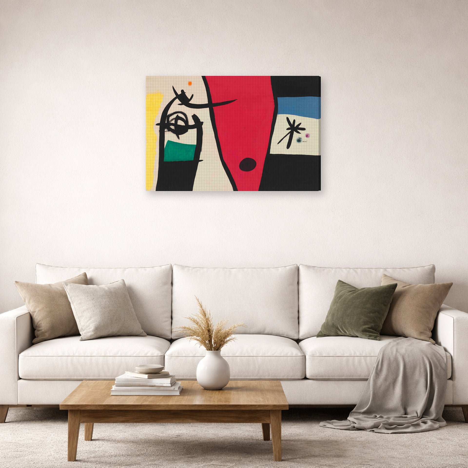 Joan Miro - Femme a La Voix De Rossignol Dans La Nuit (woman with the Voice of a Nightingale in the Night) - Joan Miro Femme a La Voix De Rossignol Dans La Nuit woman With the Voice of a Nightingale in the Night gallery wrap lifestyle living room 2