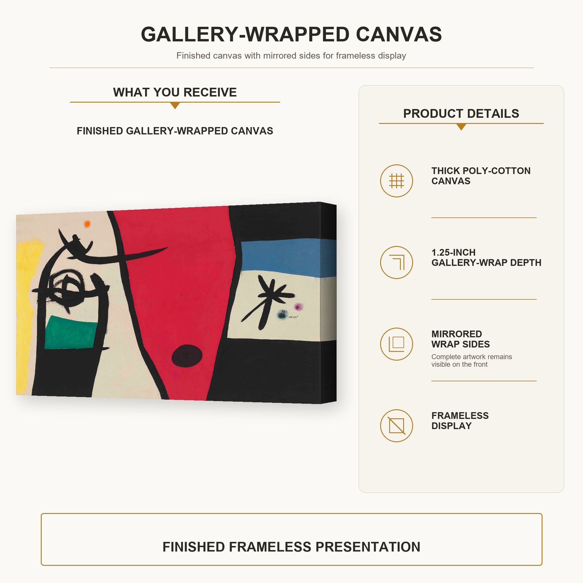 Joan Miro - Femme a La Voix De Rossignol Dans La Nuit (woman with the Voice of a Nightingale in the Night) - Joan Miro Femme a La Voix De Rossignol Dans La Nuit woman With the Voice of a Nightingale in the Night gallery wrap product details infographic