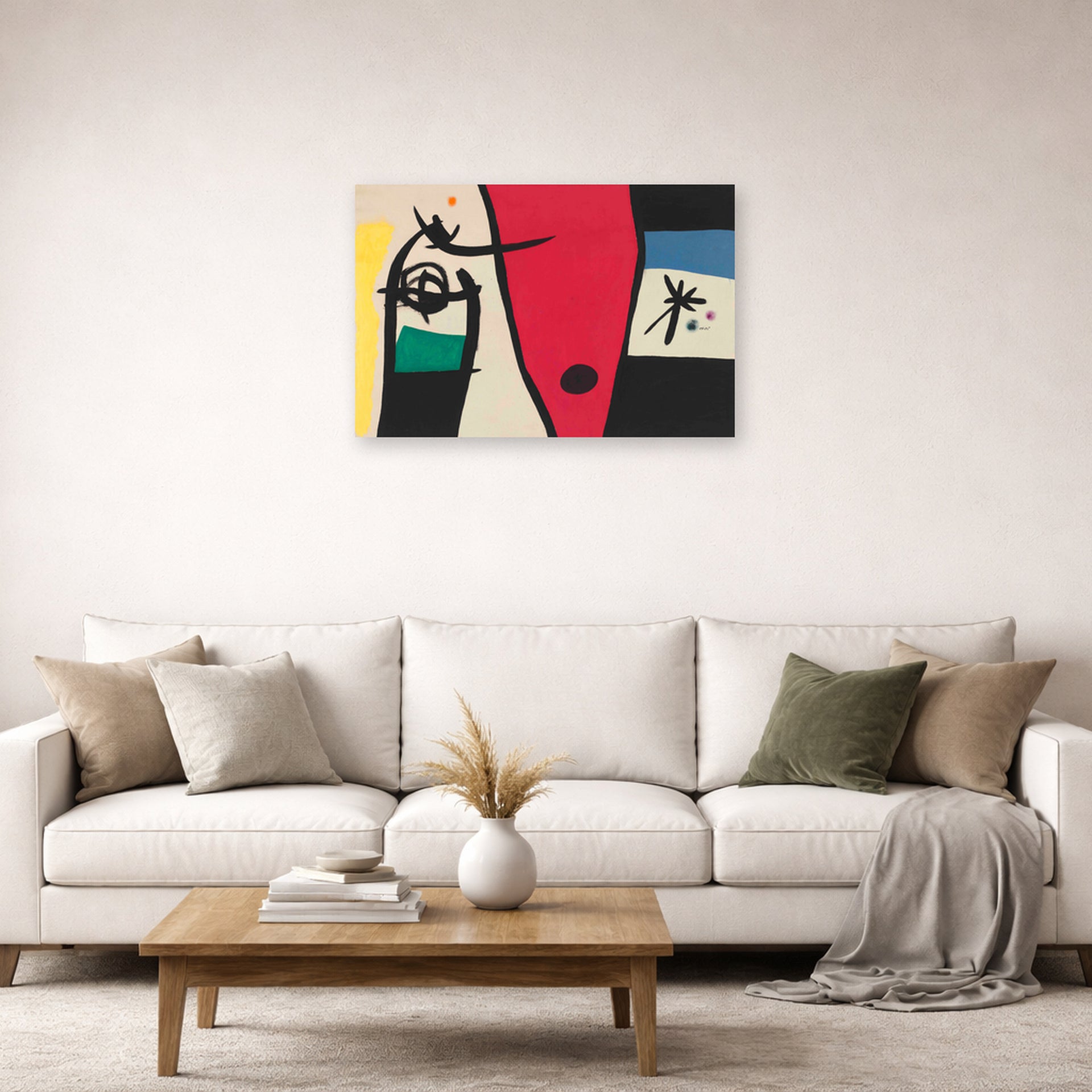 Joan Miro - Femme a La Voix De Rossignol Dans La Nuit (woman with the Voice of a Nightingale in the Night) - Joan Miro Femme a La Voix De Rossignol Dans La Nuit woman With the Voice of a Nightingale in the Night poster print lifestyle living room 2 unframed