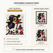 Joan Miró - Fundacao Calouste Gulbenkian canvas print size comparison and framing display infographic