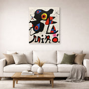 Gallery-wrapped canvas print of Joan Miró's 'Fundacao Calouste Gulbenkian' displayed on a wall in a living room