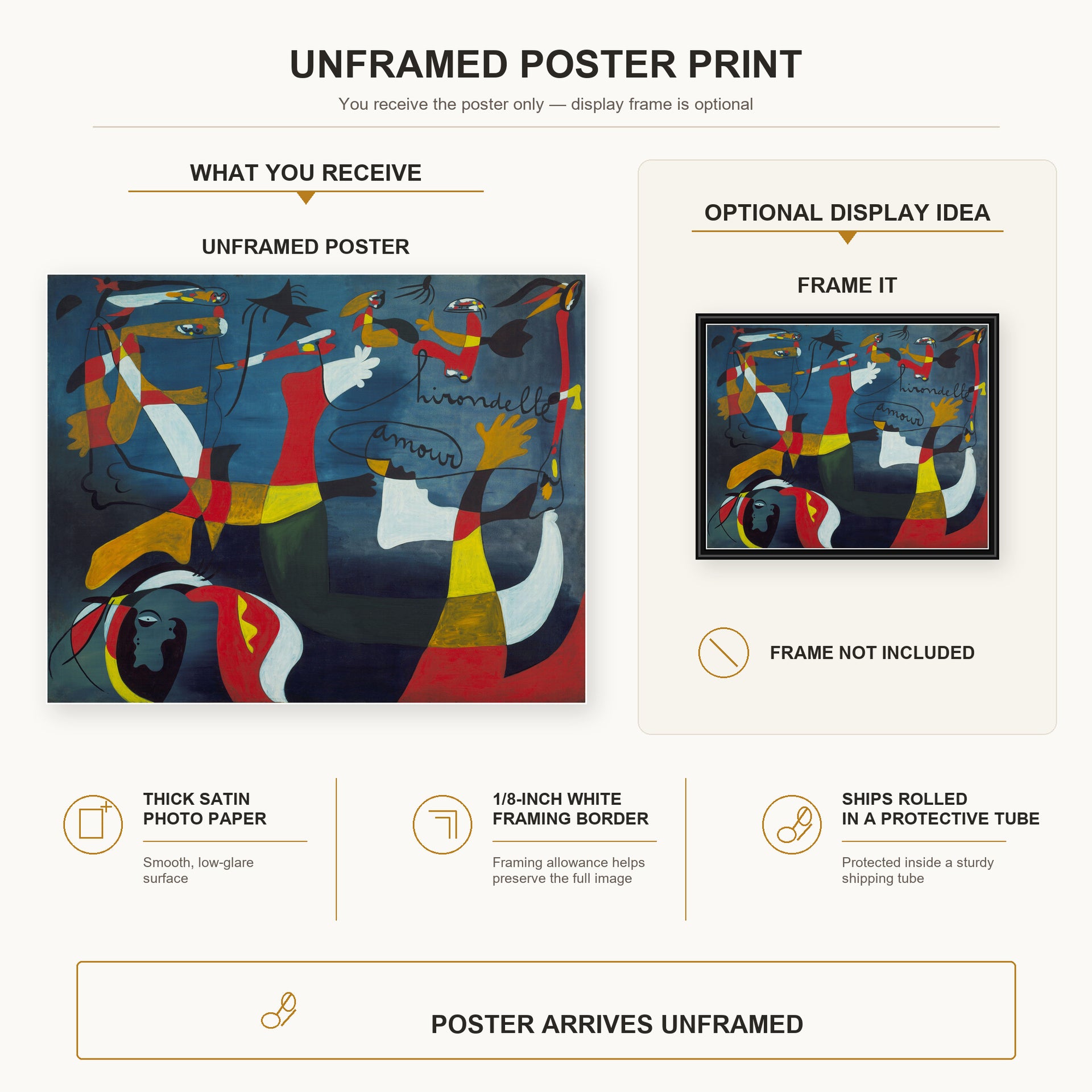 Joan Miro - Hirondelle Amour - poster print combined product and display infographic