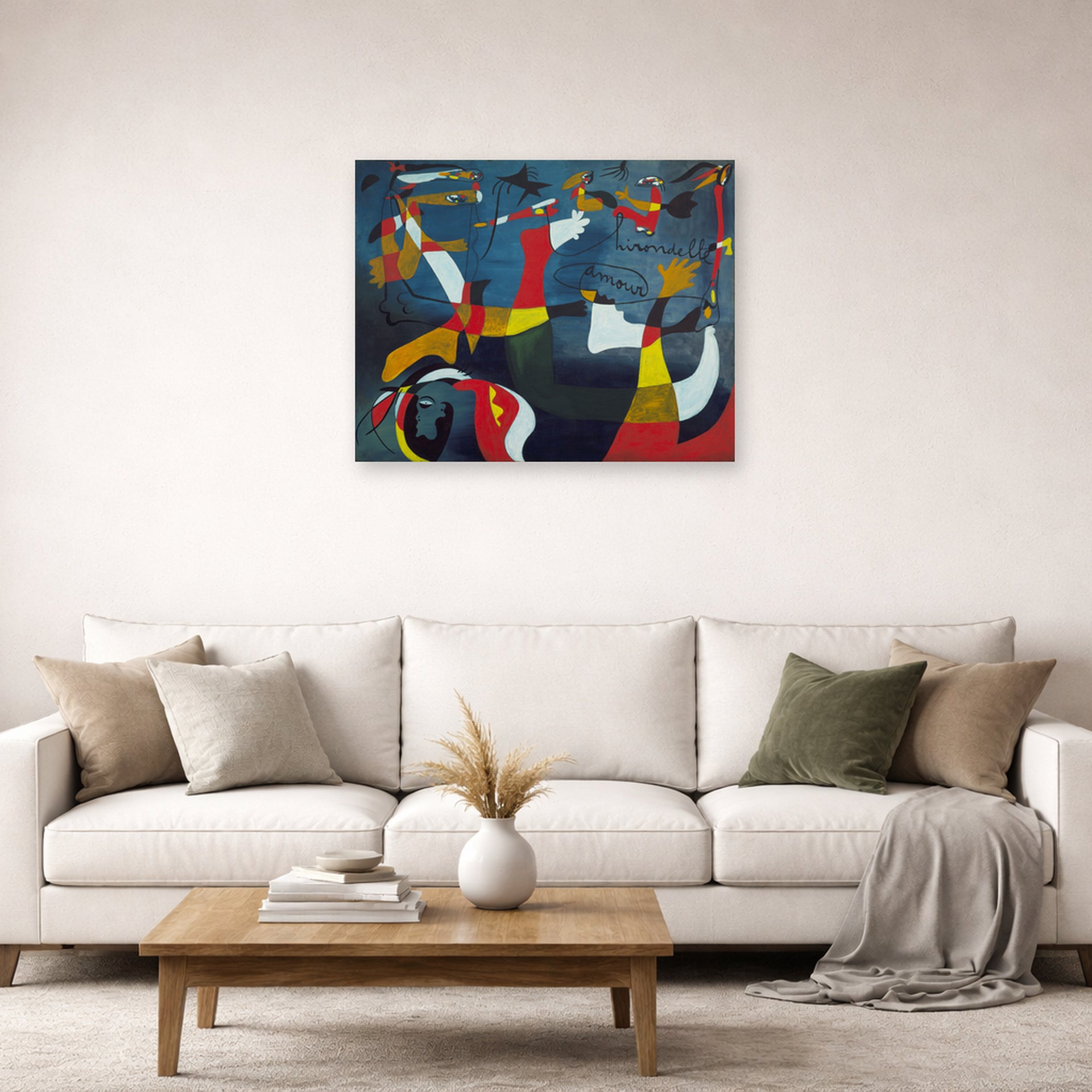 Joan Miro - Hirondelle Amour - poster print lifestyle living room 2 unframed