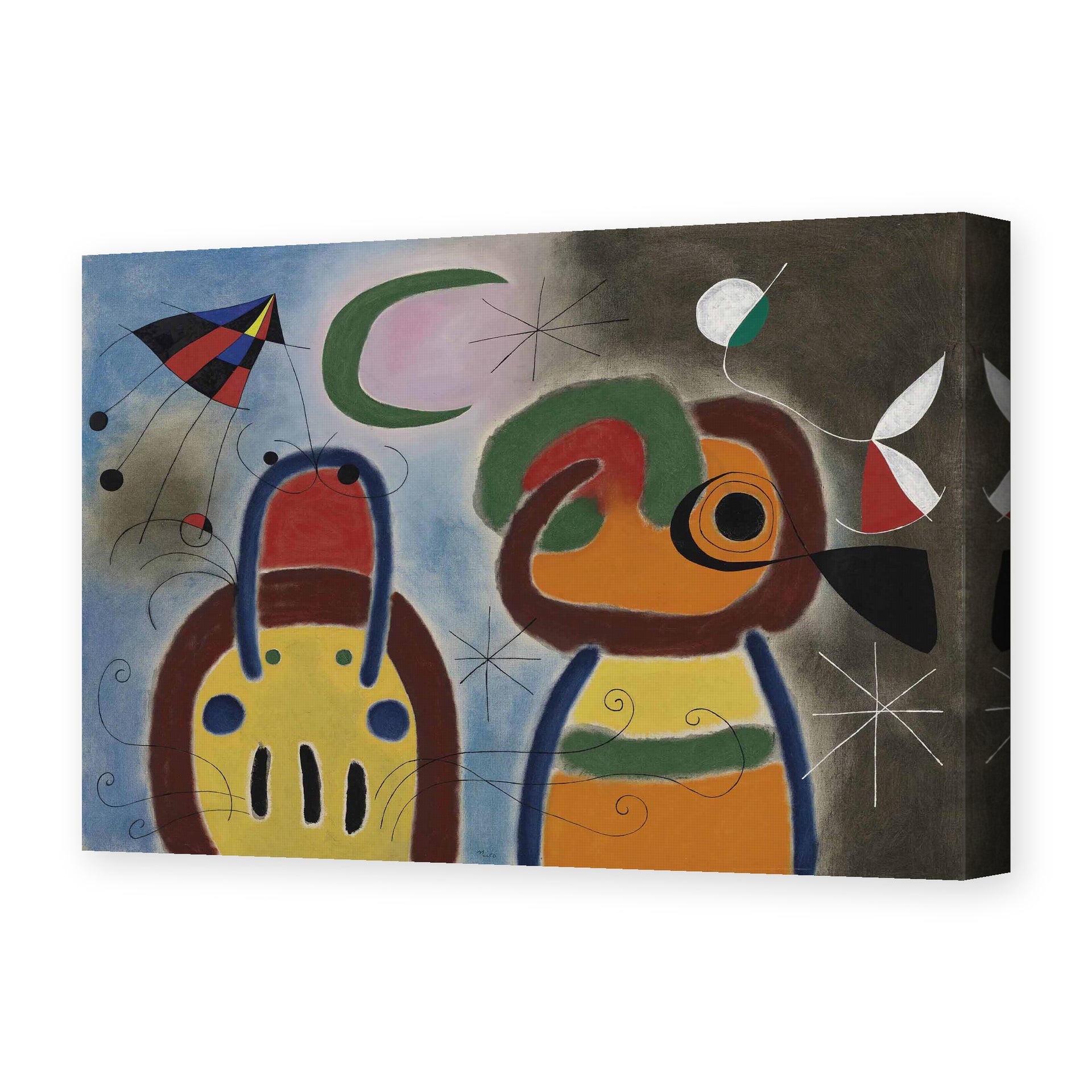 Joan Miró's 'L'oiseau Au Plummage Deploye' painting reproduced as a gallery-wrapped canvas print