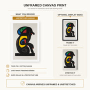 Joan Miró - La Brahmane canvas print size comparison and framing display infographic