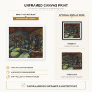 Joan Miró - La Cafetiere canvas print size comparison and framing display infographic