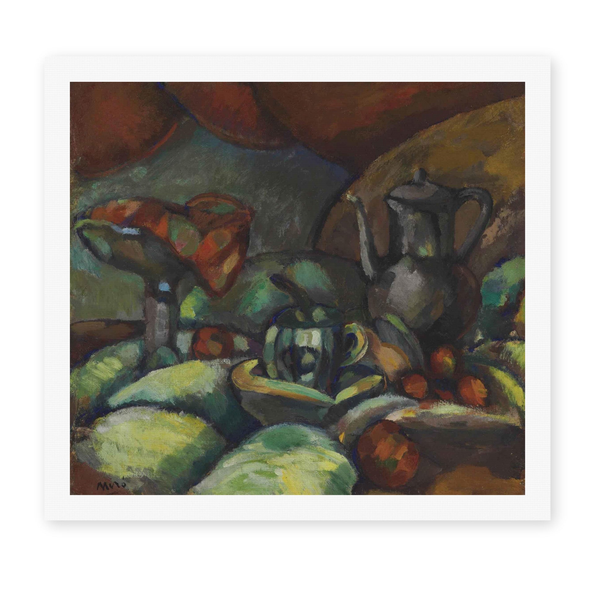 Joan Miró's 'La Cafetiere' painting reproduced as a rolled canvas print