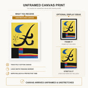 Joan Miró - La Lune Bleue canvas print size comparison and framing display infographic
