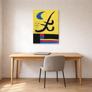 Gallery-wrapped canvas print of Joan Miró's 'La Lune Bleue' displayed on a wall in a office