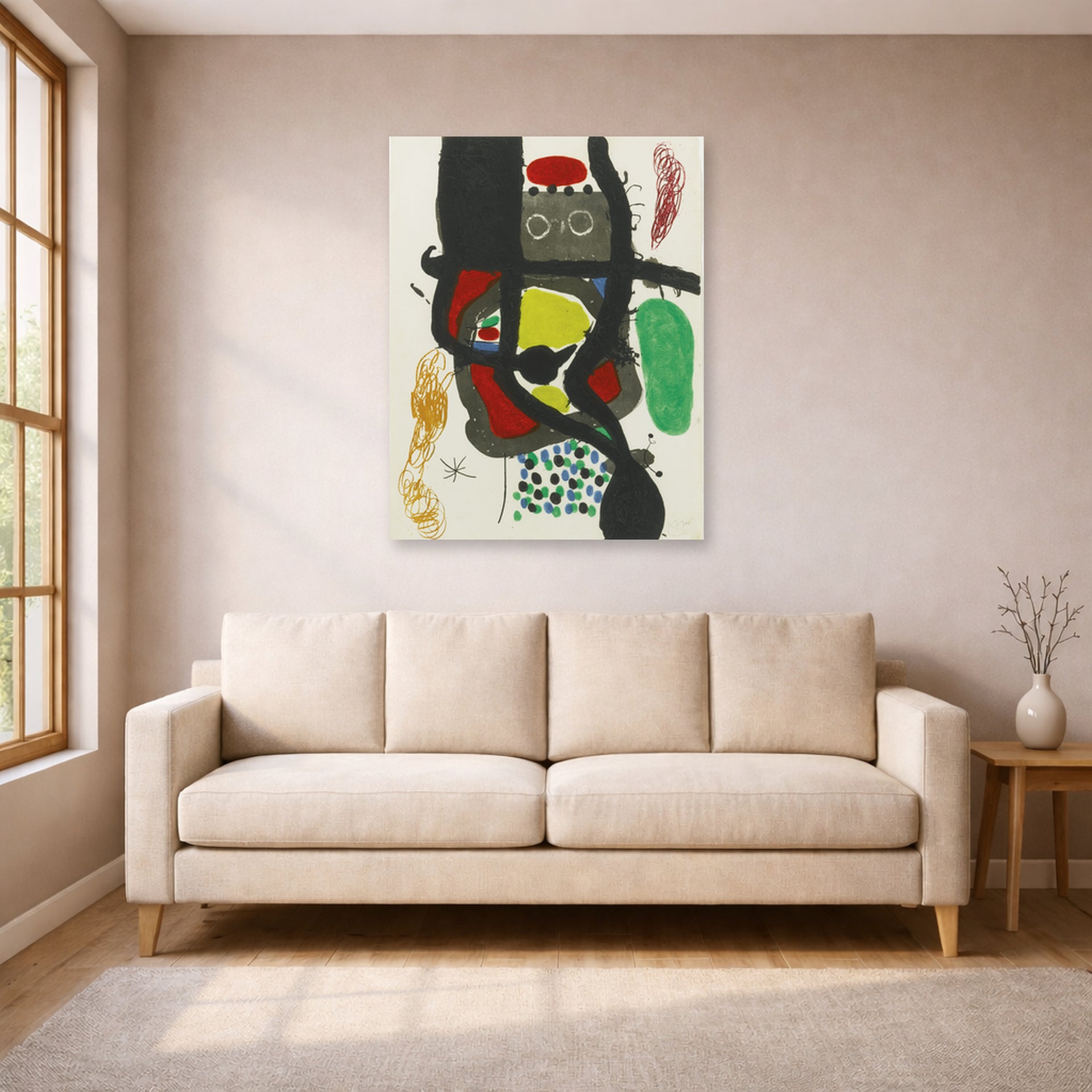 Joan Miro - Le Caissier - poster print lifestyle living room 1 unframed