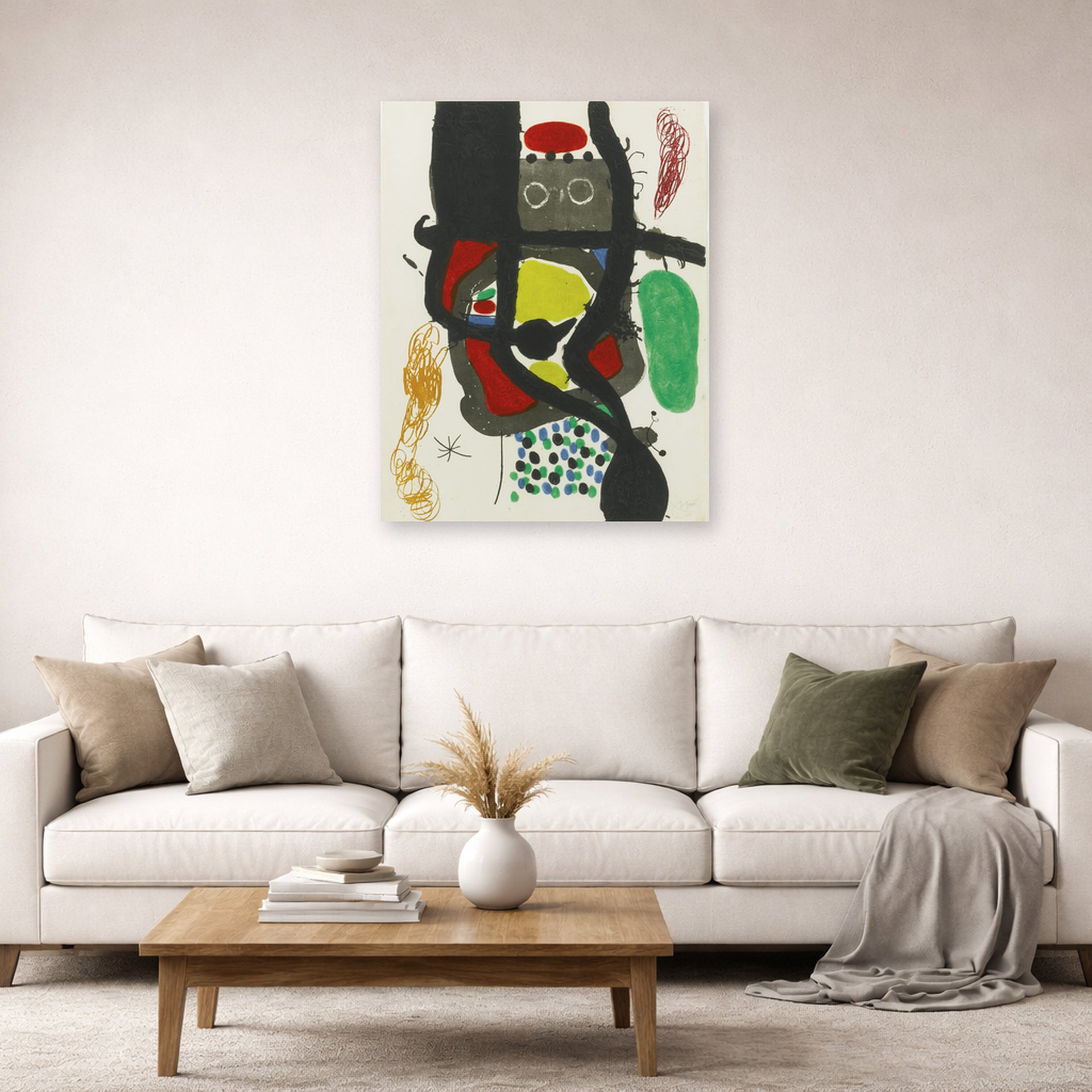 Joan Miro - Le Caissier - poster print lifestyle living room 2 unframed