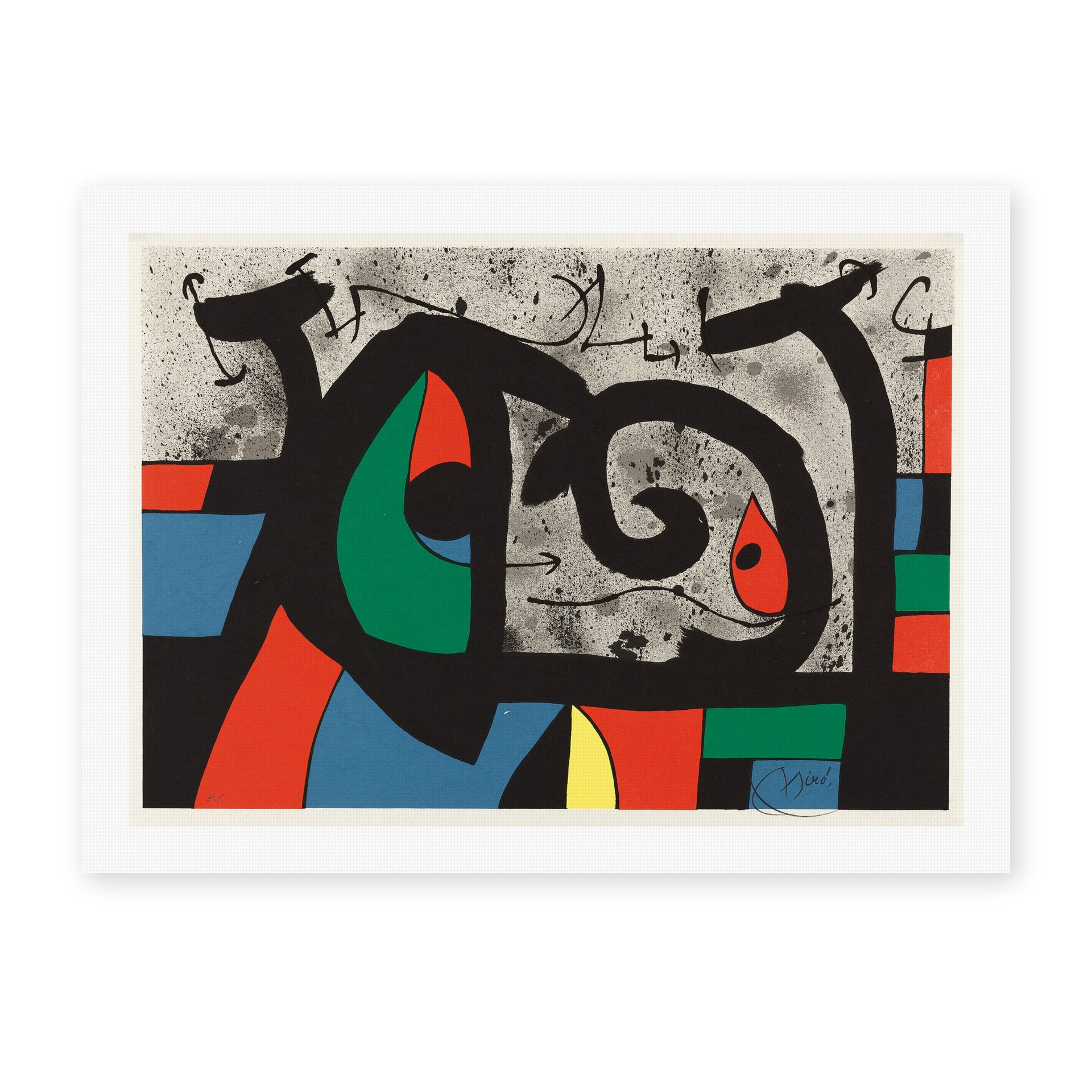 Joan Miró's 'Le Lezard Aux Plumes D'or' painting reproduced as a rolled canvas print