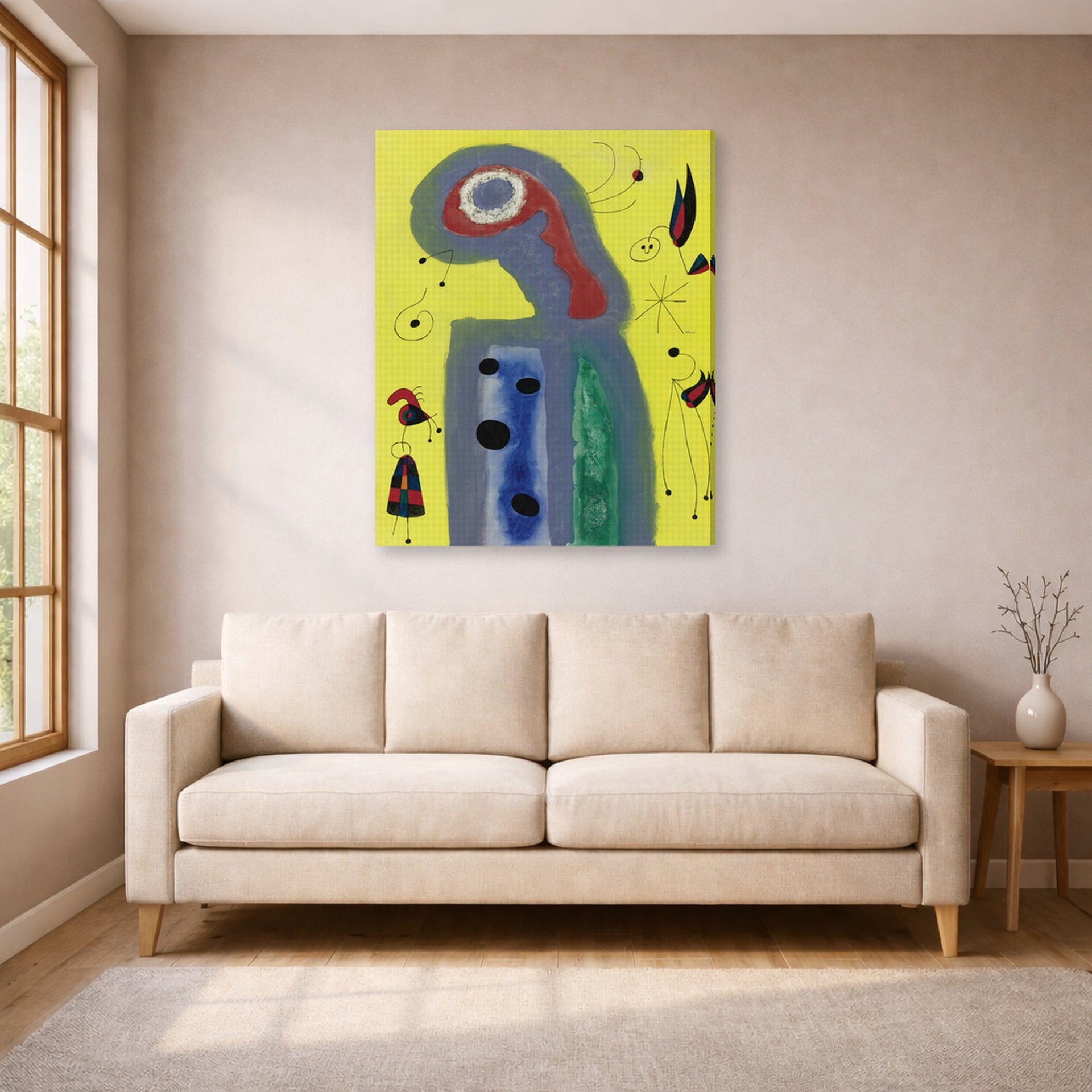 Joan Miro - Les Jasmins Embaument De Leur Parfum Dore La Robe De La Jeune Fille - gallery wrap lifestyle living room 1
