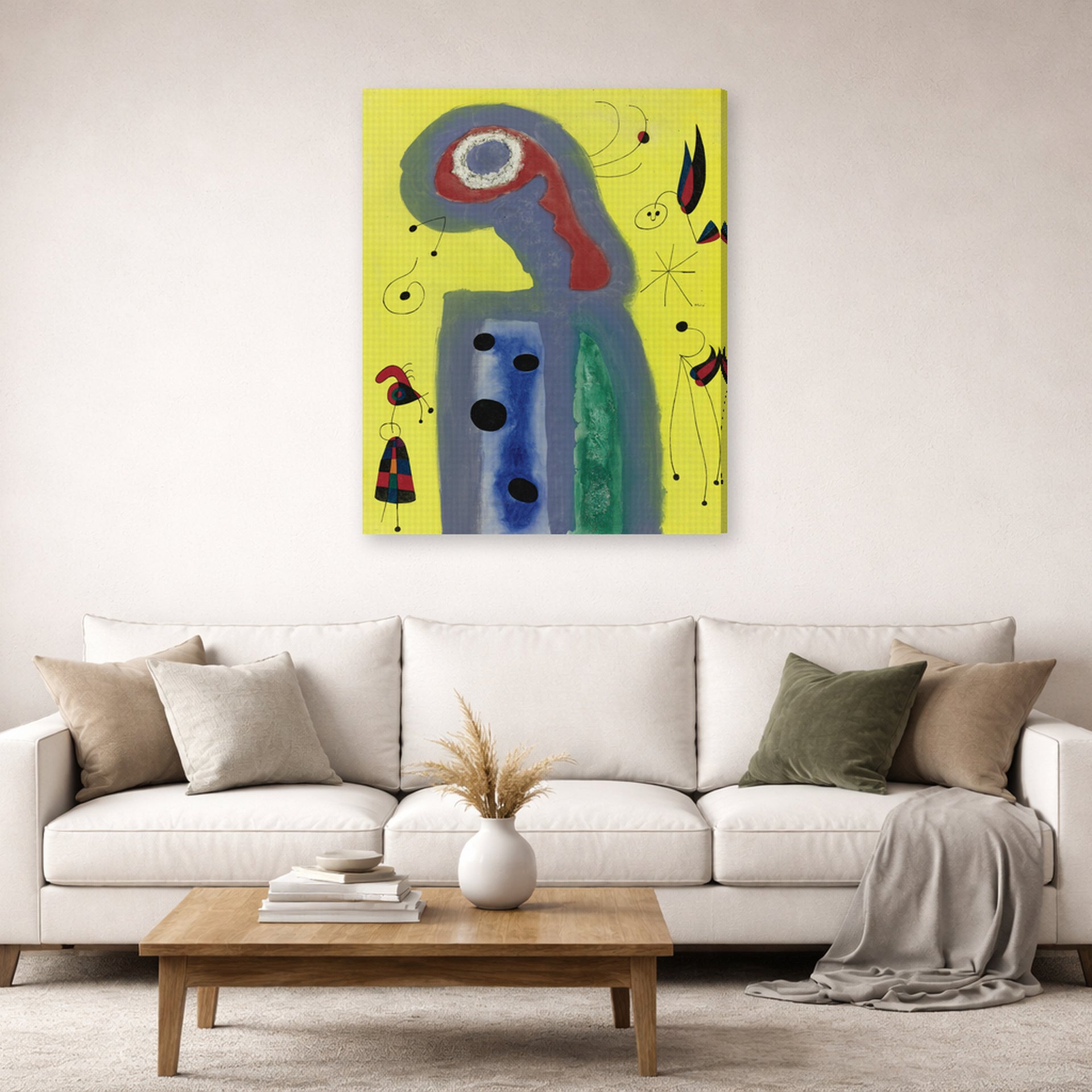 Joan Miro - Les Jasmins Embaument De Leur Parfum Dore La Robe De La Jeune Fille - gallery wrap lifestyle living room 2