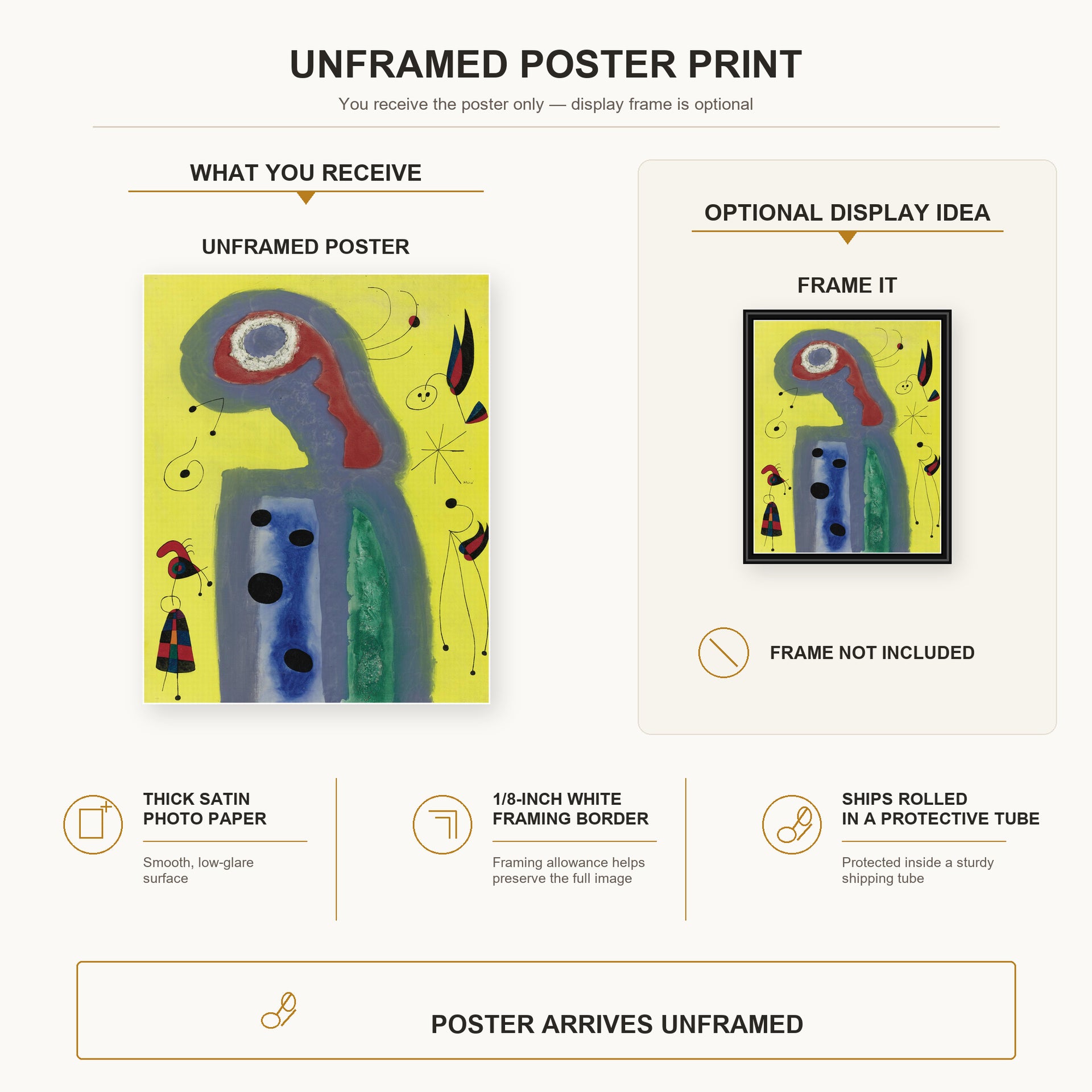 Joan Miro - Les Jasmins Embaument De Leur Parfum Dore La Robe De La Jeune Fille - poster print combined product and display infographic
