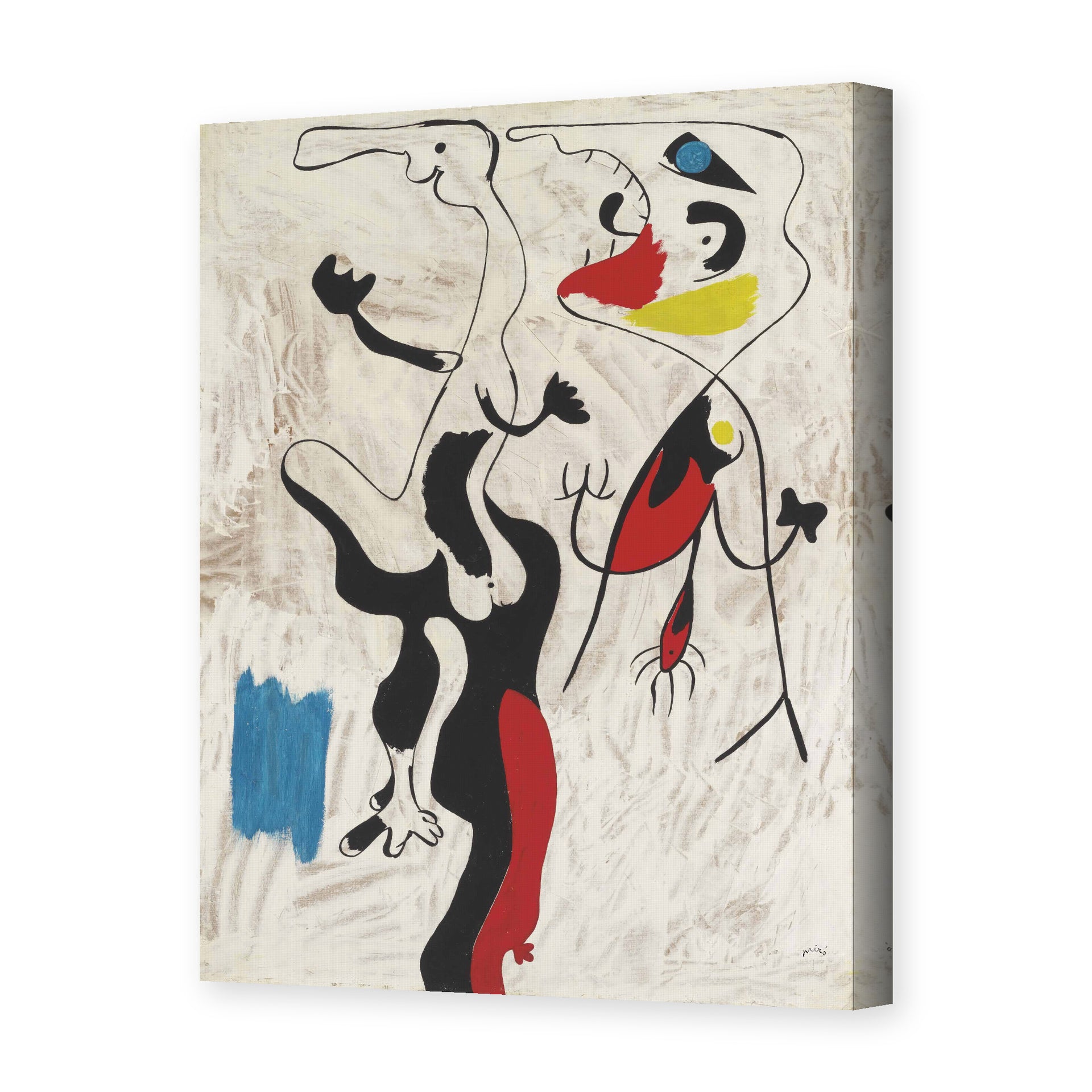 Joan Miró's 'Man and Woman' painting reproduced as a gallery-wrapped canvas print