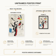Joan Miró - Man and Woman poster print size comparison and framing display infographic