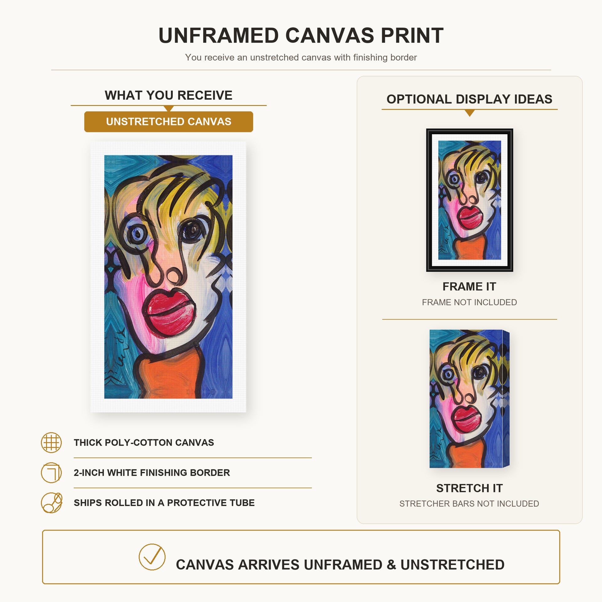 Joan Miro - My Friend - canvas print combined product and display infographic frame and bars not included