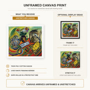 Joan Miró - North South canvas print size comparison and framing display infographic