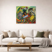 Gallery-wrapped canvas print of Joan Miró's 'North South' displayed on a wall in a living room