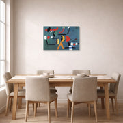 Gallery-wrapped canvas print of Joan Miró's 'Painting 1925-1964' displayed on a wall in a dining room