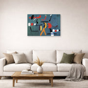 Gallery-wrapped canvas print of Joan Miró's 'Painting 1925-1964' displayed on a wall in a living room
