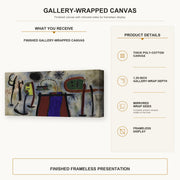 Joan Miró - Painting (peinture) gallery wrap canvas construction and hanging details infographic
