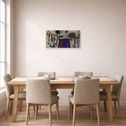 Unframed poster print of Joan Miró's 'Painting (peinture)' displayed on a wall in a dining room