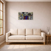 Unframed poster print of Joan Miró's 'Painting (peinture)' displayed on a wall in a living room
