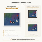 Joan Miró - Peinture,1933 canvas print size comparison and framing display infographic