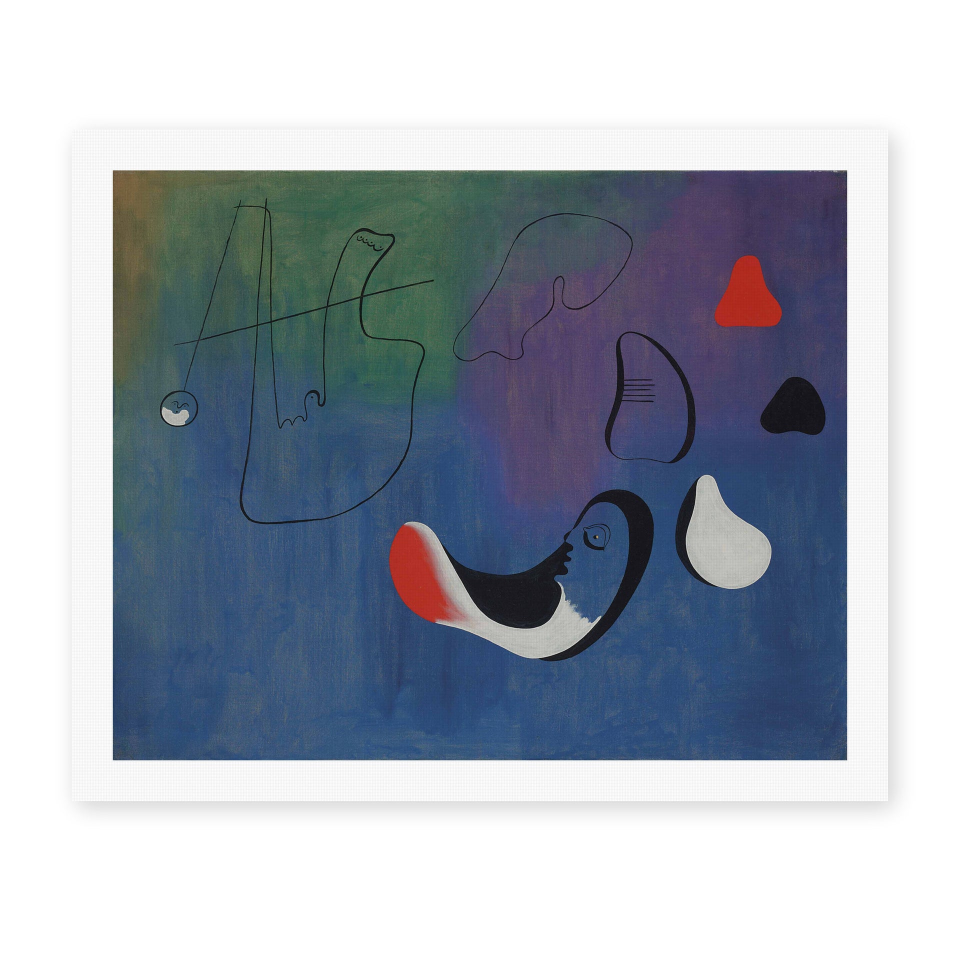 Joan Miró's 'Peinture,1933' painting reproduced as a rolled canvas print