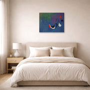 Gallery-wrapped canvas print of Joan Miró's 'Peinture,1933' displayed on a wall in a bedroom
