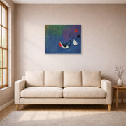 Unframed poster print of Joan Miró's 'Peinture,1933' displayed on a wall in a living room