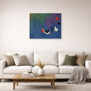 Unframed poster print of Joan Miró's 'Peinture,1933' displayed on a wall in a living room