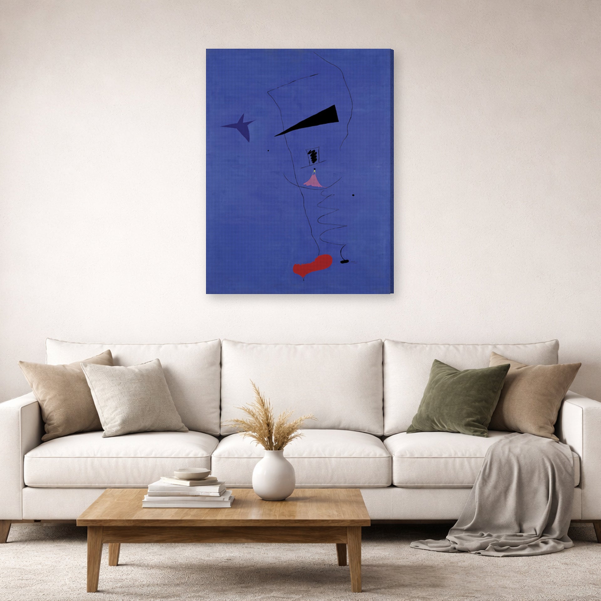 Joan Miro - Peinture (etoile Bleue) - Joan Miro Peinture etoile Bleue gallery wrap lifestyle living room 2