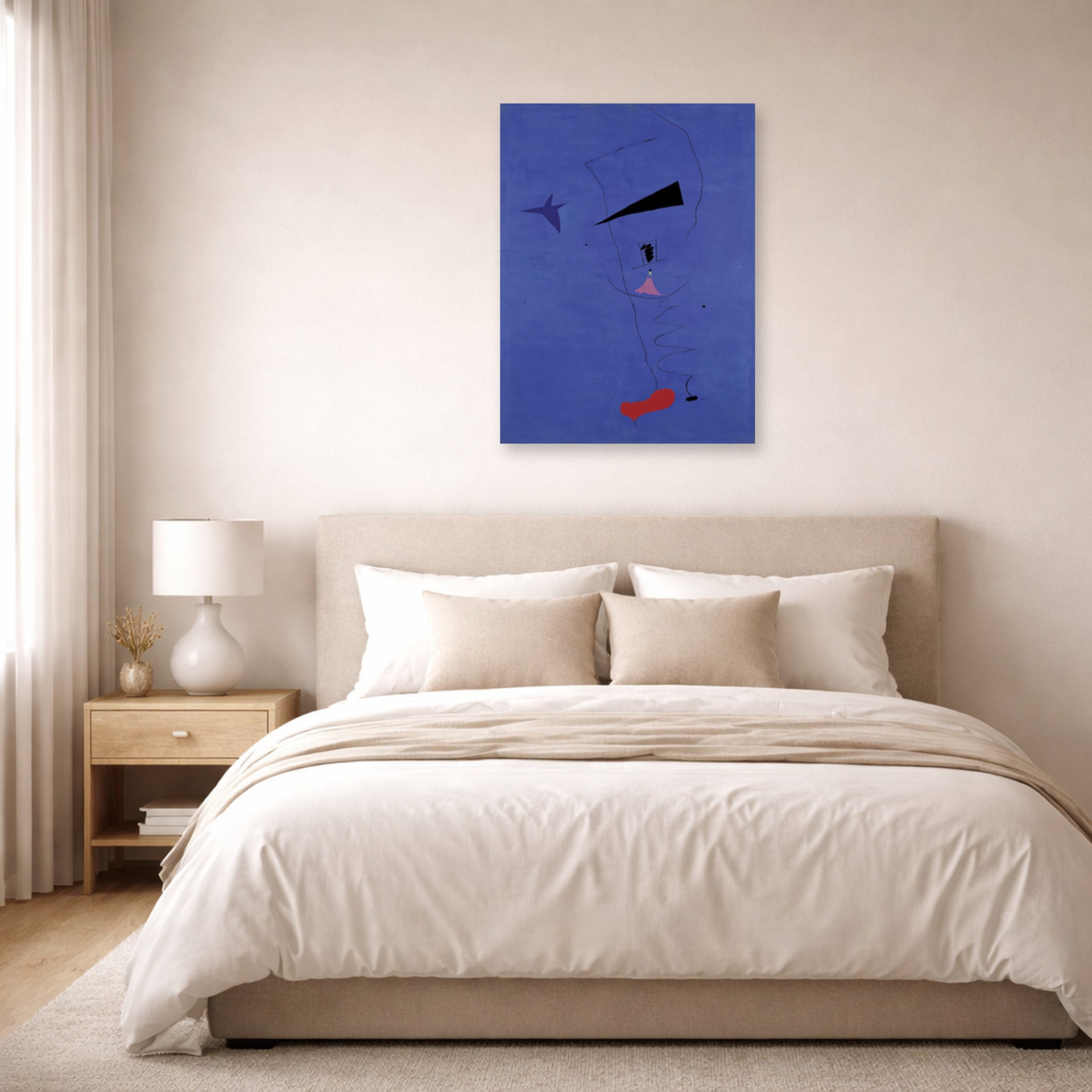 Joan Miro - Peinture (etoile Bleue) - Joan Miro Peinture etoile Bleue poster print lifestyle bedroom unframed