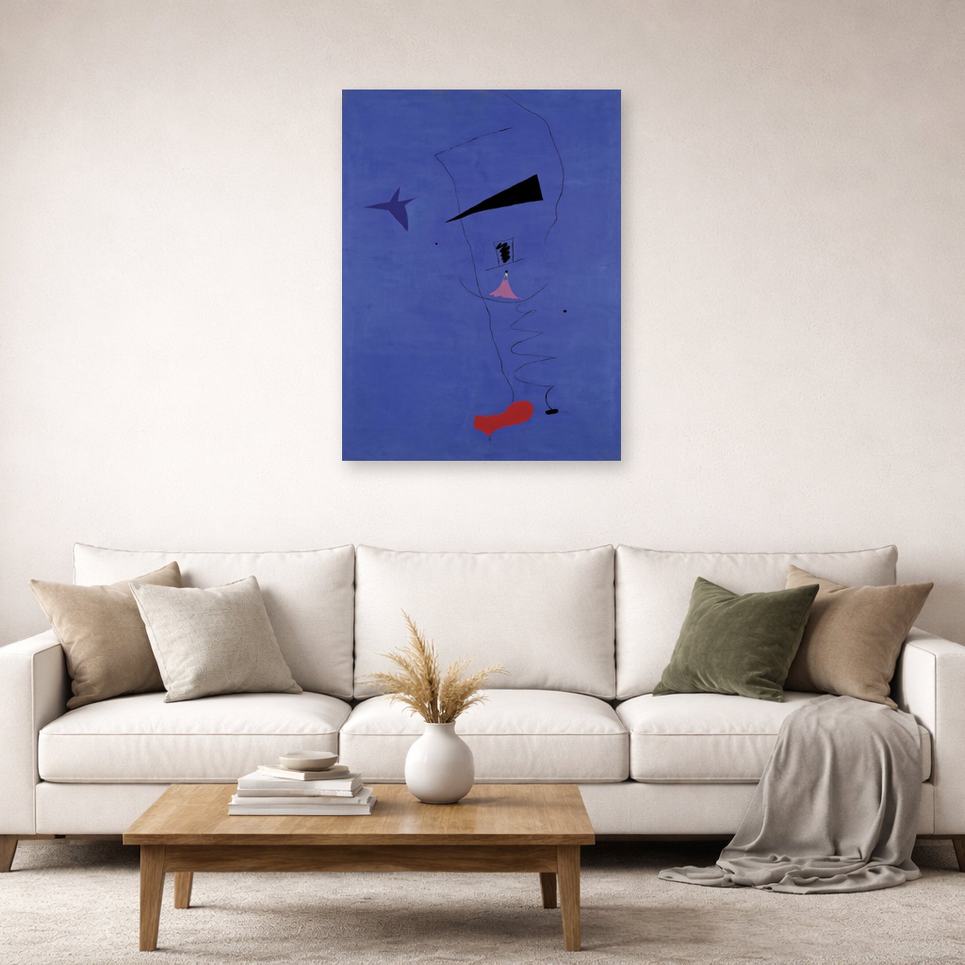 Joan Miro - Peinture (etoile Bleue) - Joan Miro Peinture etoile Bleue poster print lifestyle living room 2 unframed