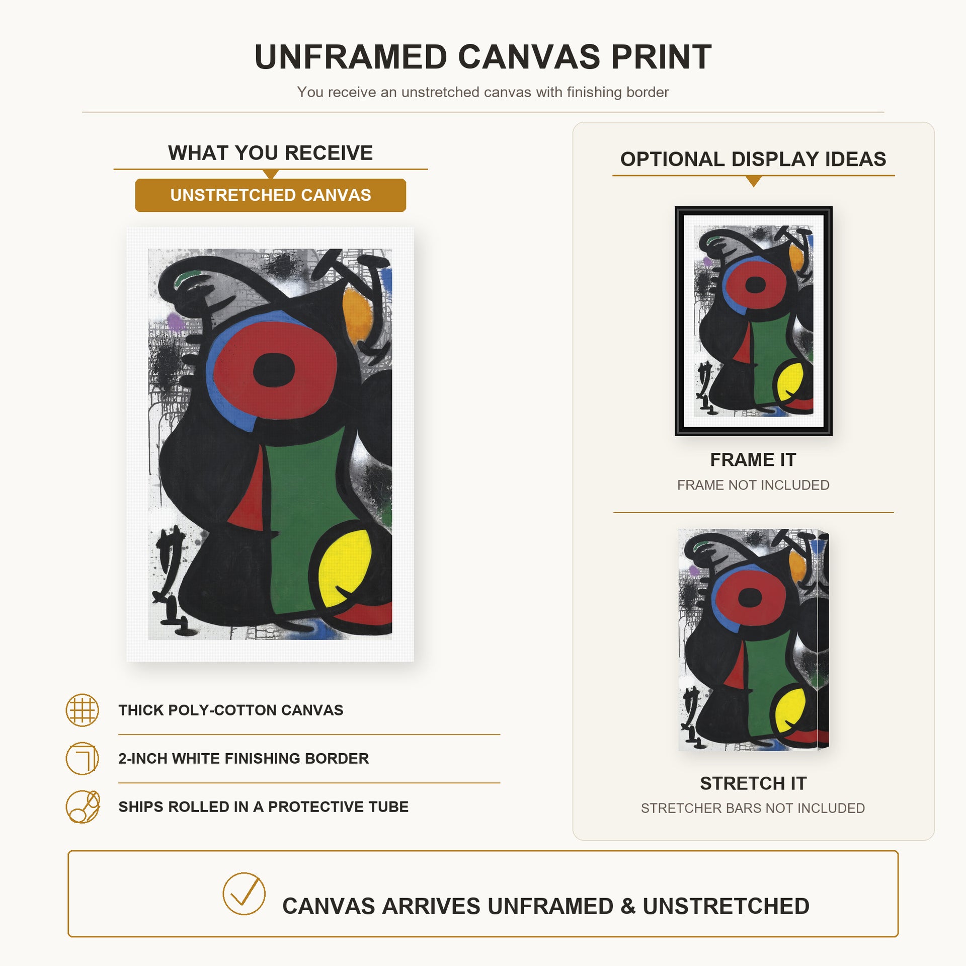 Joan Miro - Personnage Fascinant - canvas print combined product and display infographic frame and bars not included