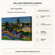 Joan Miró - Prades, the Village gallery wrap canvas construction and hanging details infographic