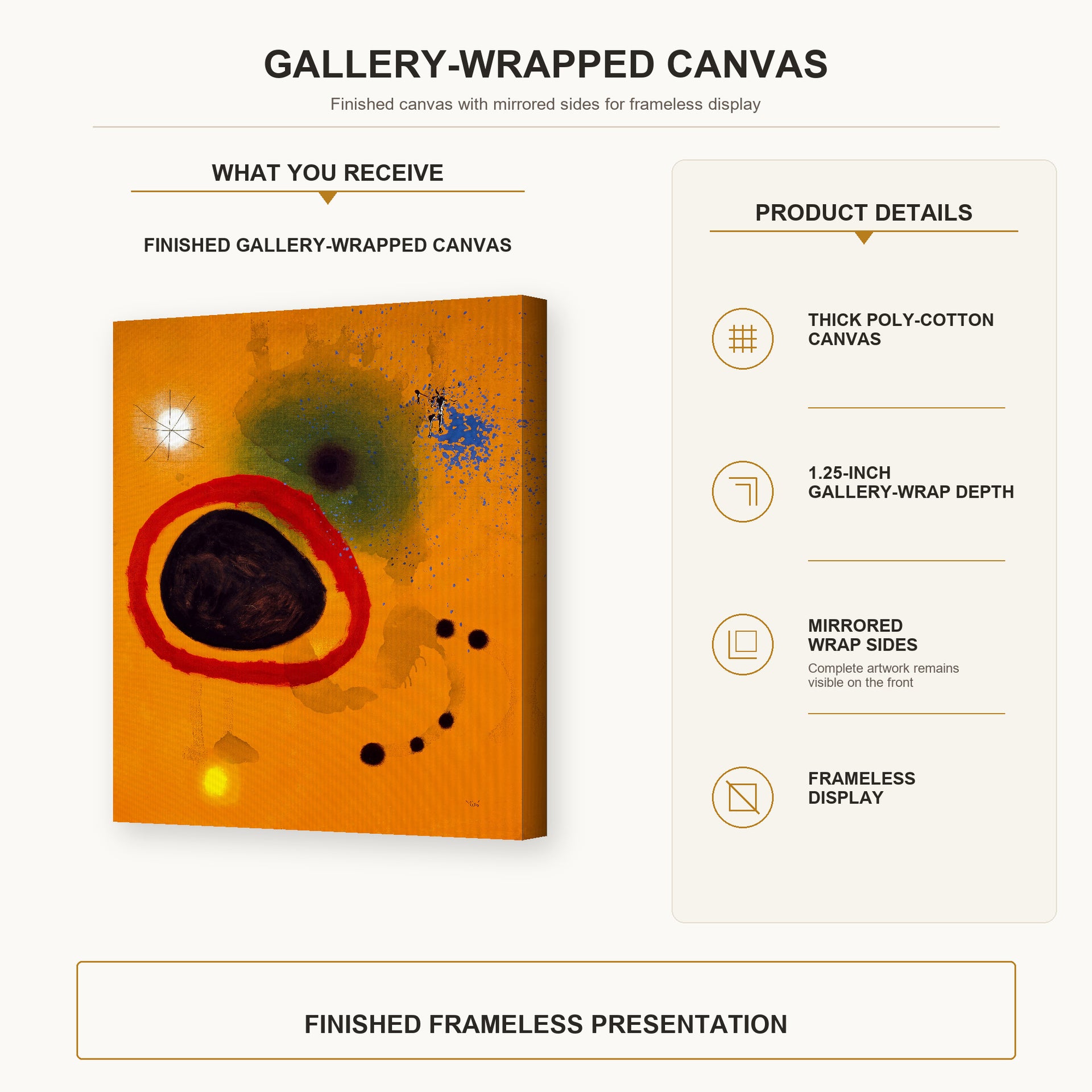 Joan Miro - Red Circle Star - gallery wrap product details infographic