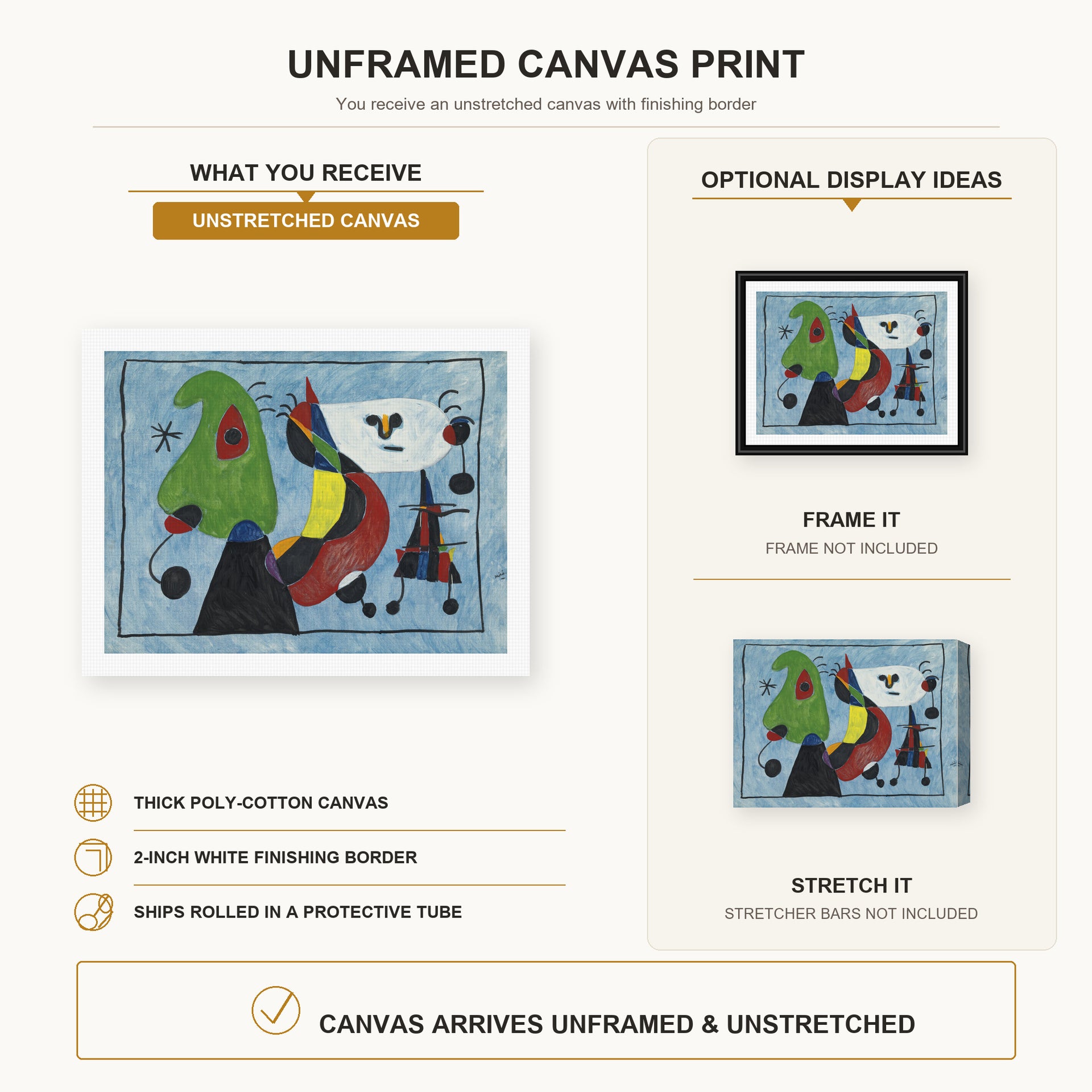 Joan Miro - Sans Titre, (1947) - Joan Miro Sans Titre 1947 canvas print combined product and display infographic frame and bars not included